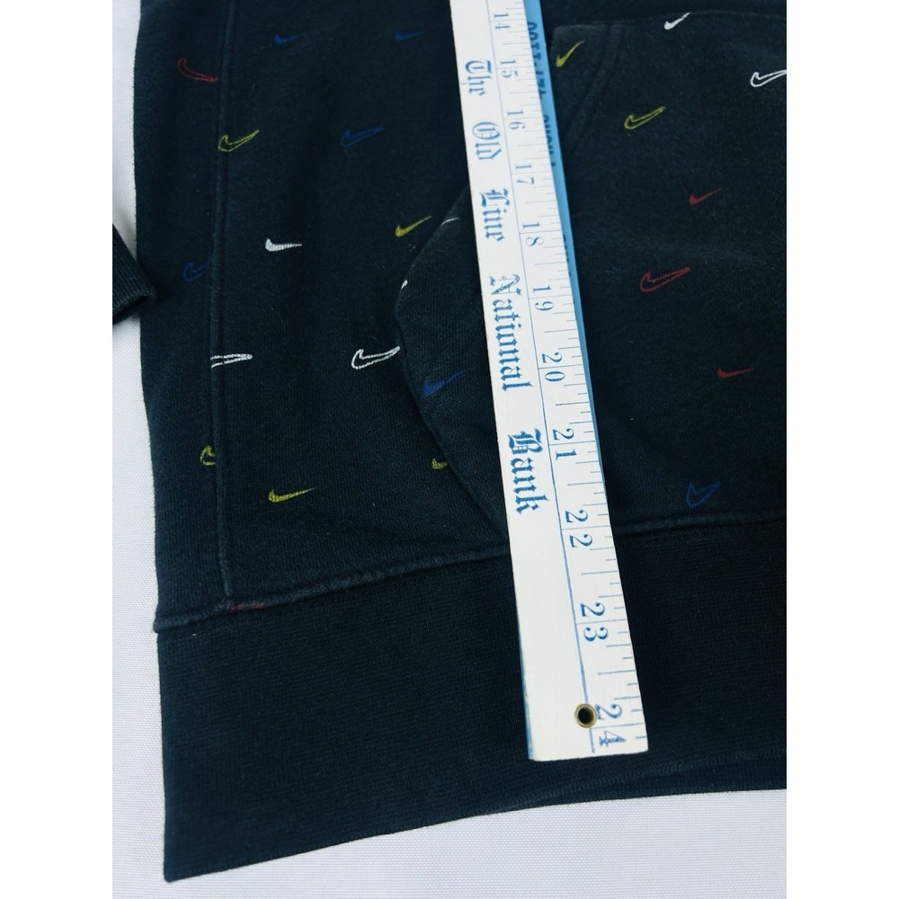 Nike Sportswear Club Fleece Allover Printed Swoosh Hoodie Mens Medium Black - Picture 15 of 16